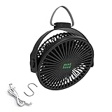 Minthouz Camping Ventilator mit Hängendem Seil, 4000mAh Wiederaufladbarer USB...