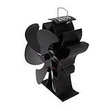 Kikumi 6-Blatt-Holzofenventilator, Aluminiumlegierung, Geräuscharmer Kaminventilator für...