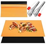 Luxshiny 4 Stück Grillmatte Grillmatte Antihaft-Wiederverwendbare Kochplatten Mit 2...