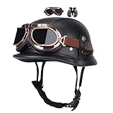 Jethelm Retro, Motorradhelm Jethelm Roller-Helm, Deutscher Stil Halbschale Helm, Herren...