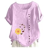 Damen Bluse lang t Shirt Frauen Basic Frauen Hemd leinen Oberteil Damen Damen Bluse...