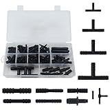 113 Stück Schlauchverbinder Sortiment Schwarz T Stück Verbinder Schlauchverbinder Set,...