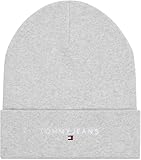 Tommy Jeans Herren Strickmütze Linear Logo Beanie Bio-Baumwolle, Grau (Silver Grey Htr),...