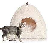 CATISM Katzenbett Waschbar Katzenschlafplatz für Katzen Katzenhöhle Plüsch...