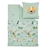 s.Oliver Kinderbettwäsche Tiere 100x135 cm - 100% Baumwolle, praktischer...