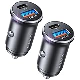 LISEN 2-Pack Zigarettenanzünder USB C Metall KFZ Ladegerät 54W Auto Ladegerat PD&QC3.0...