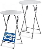Casaria® Stehtisch 2er Set Klappbar Höhe 110cm Ø 60cm Beistelltisch Klapptisch Bartisch...