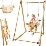 Holz Babyschaukel - Mit Schaukelsitz - Klappbar - Baby Schaukelstuhl - Baby Swing - Baby...