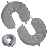 Prasacco 2 Stück U-Form Nackenrollenbezug, 30x30 cm Grauer Kristallsamt Nackenkissenbezug...