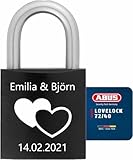 ABUS Liebesschloss mit Gravur und Schlüssel - Personalisiert mit Namen und Datum -...