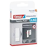 tesa Powerstrips Tapete&Putz - doppelseitige Klebestreifen für Tapete und Gips...