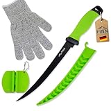 FINN Outdoors® Filetiermesser-Set – Edelstahl Fischmesser mit Messerschärfer...