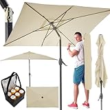 TOM rechteckiger Sonnenschirm mit Schutzhülle und Kurbel für Balkon, Garten & Terrasse...