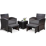 GIANTEX Rattan Gartenmöbel Set, Balkonmöbel Kleiner Balkon, Balkonmöbel Set 2...