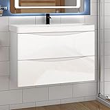 Aica Sanitär Badmöbel Set Weiß Hochglanz 80 cm Sofia Waschbecken mit...