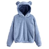Sweatshirts für Damen, niedlicher Bärenohr, flauschiger Kapuzenpullover, Übergröße,...