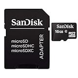 SanDisk microSDHC 16GB Speicherkarte (inkl. microSD zu SD Adapter)