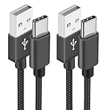 USB C Kabel, 2 Stück 2M Nylon Ladekabel USB C Fast Charge Schnellladekabel Typ C...