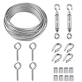 TooTaci Drahtseil 2mm Edelstahl Set,15M Drahtseil Rankhilfe Set,M5 Seilspanner...