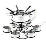Rotierender Käsefondue | 21 Edelstahl Topfkäse Fondue - Fondue Pot mit 6 Gabeln, 6...