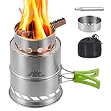 yETO Campingkocher Holzofen Kocher Holzvergaser tragbar leicht mit Klapp...
