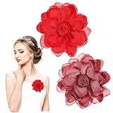 HANABASS 2 Stück Brosche Stoffblumen Anstecknadeln für Damen Elegante Handgefertigte...