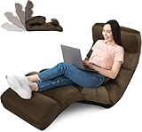 RELAX4LIFE Relaxliege, Bodenliege Einstellbar, Bodenstuhl Faltbar, Relaxsessel mit Kissen,...