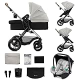 Kinderkraft MOOV XL Kinderwagen 3 in 1 Kinderwagenset bis 27 kg mit Kindersitz I-SIZE...