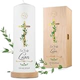GRAVURZEILE Bedruckte Kerze - Taufkerze Goldenes Kreuz - brilliant bedruckte Kerze zur...