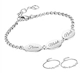aplusashop ID Edelstahl Armband mit Gravur nach Wunsch mit 2, 3, 4 Plättchen Damen,...