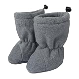 Hoppediz Baby Booties aus Fleece, warme Baby Winterschuhe 6-12 Monate, stone...