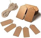 HAKACC Kraftpapier Anhänger, 200 STK. Geschenkanhänger Etiketten Kraftpapier...