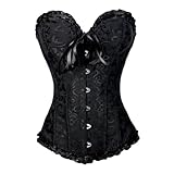PhilaeEC Damen Schnürkorsett Top Übergröße Satin Floral Boned Overbust...