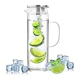Glaskaraffe mit Deckel 1,5 L Wasserkaraffe Mit Deckel Wasser Karaffe Glas mit...