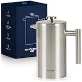Blumtal French Press aus Edelstahl 1L (5 Tassen) - Thermo Kaffeebereiter...