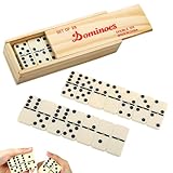 MORAINJAY Domino Spiel Set mit Holzbox,28 Blatt Premium Miamine Dominosteine,Klassisches...