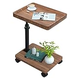 ESTUWD Beistelltisch mit Rollen | Beistelltisch Höhenverstellbar (45-80cm) | Holz...