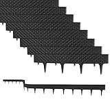 BigDean 16 m Rasenkante mit 20 Elemente á 80 cm - Biegbarer Kunststoff in Rattan-Design -...