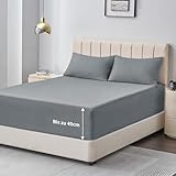 Aisbo Spannbettlaken 180x200cm Bettlaken Boxspringbett - Bett Laken Grau 180x200...