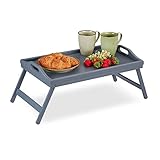 Relaxdays Betttablett Bambus, klappbare Beine, erhöhter Rand, Frühstückstablett fürs...