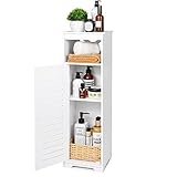 BHFOW Badezimmerschrank mit 1 Etagenregal und Einzeltür, freistehender...