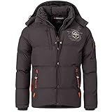 Geographical Norway Herren Winterjacke Verveine Darkgrey -M - mit UD Beanie