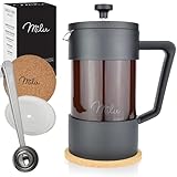 Milu French Press Kaffeebereiter | 350ml, 600ml, 1L | Glas Kaffeepresse, Kaffeezubereiter...