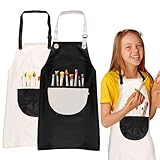 2pcs Malkittel Kinder Mädchen Jungen, 60*45cm Malschürze Kinder Schule Ab 6 Jahre,...