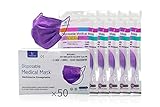 Medizinische Einwegmasken CE Zertifiziert, 50 Einheiten, Violett, BFE ≥ 98%, EN 14683:...