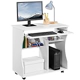 Yaheetech mobiler Schreibtisch Computertisch Arbeitstisch PC-Tisch Büromöbel mit 4...