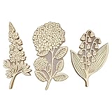 Holzstempel,Botanische Stempel - Vintage Holz Pflanzenstempel,3 Stück...