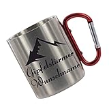 CreaLuxe Edelstahltasse mit Karabiner - Gipfelstürmer (Wunsch Name) - Tasse...