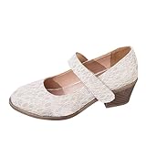 Damenschuhe Mit Hohen Absätzen Freizeitschuhe Dicke Absätze Mode Mary Jane Lässige...
