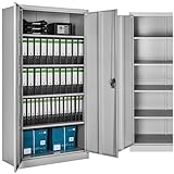 tectake® Aktenschrank, Büroschrank abschließbar, Mehrzweckschrank aus Stahl,...
